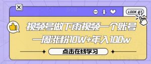 视频号做下雨视频一个账号一周涨粉10W+年入100w【揭秘】-赚金金-技能学习分享