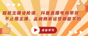 超能主播进阶课,抖音直播电商带货,不止是主播,品牌商家运营都能学的-赚金金-技能学习分享