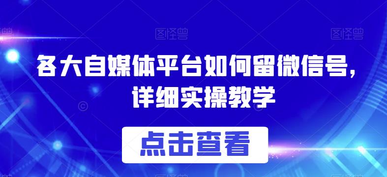 各大自媒体平台如何留微信号，详细实操教学【揭秘】-赚金金-技能学习分享