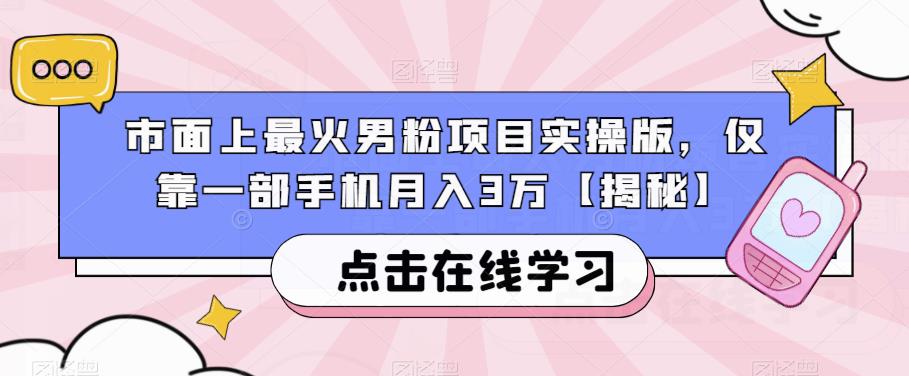 市面上最火男粉项目实操版，仅靠一部手机月入3万【揭秘】-赚金金-技能学习分享