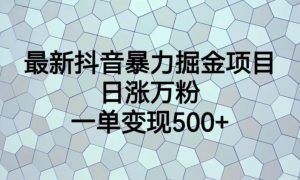 最新抖音暴力掘金项目,日涨万粉,一单变现500+【揭秘】-赚金金-技能学习分享
