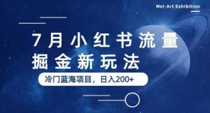 7月小红书流量掘金最新玩法,冷门蓝海小项目,日入200+【揭秘】-赚金金-技能学习分享