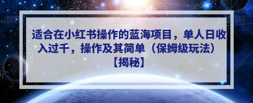 适合在小红书操作的蓝海项目，单人日收入过千，操作及其简单（保姆级玩法）【揭秘】-赚金金-技能学习分享