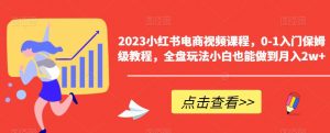 2023小红书电商视频课程,0-1入门保姆级教程,全盘玩法小白也能做到月入2w+-赚金金-技能学习分享