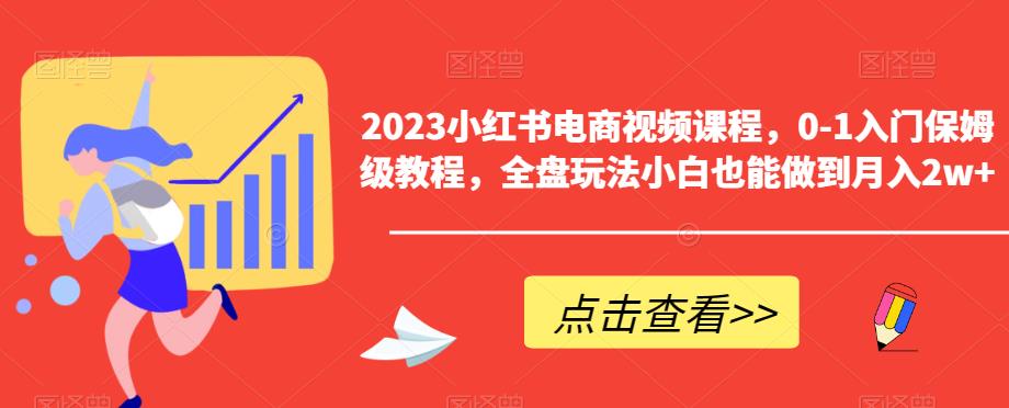 2023小红书电商视频课程，0-1入门保姆级教程，全盘玩法小白也能做到月入2w+-赚金金-技能学习分享