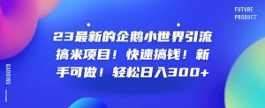 23最新的企鹅小世界引流搞米项目!快速搞钱!新手可做!轻松日入300+【揭秘】-赚金金-技能学习分享