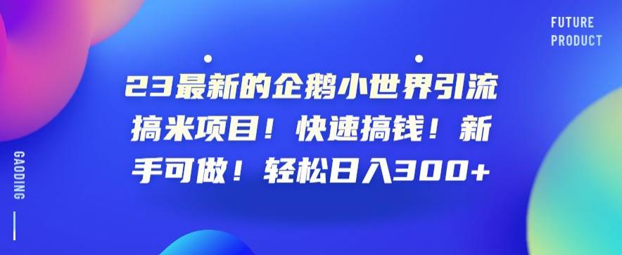 23最新的企鹅小世界引流搞米项目！快速搞钱！新手可做！轻松日入300+【揭秘】-赚金金-技能学习分享