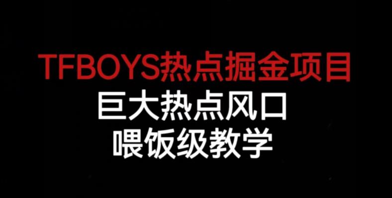 TFBOYS热点掘金项目，巨大热点风口，喂饭级教学-赚金金-技能学习分享