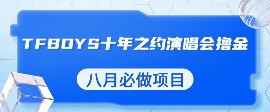 最新蓝海项目，靠最近非常火的TFBOYS十年之约演唱会流量掘金，八月必做的项目【揭秘】-赚金金-技能学习分享