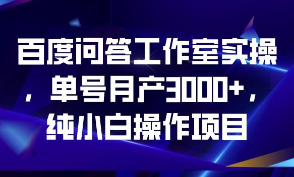 百度问答工作室实操，单号月产3000+，纯小白操作项目【揭秘】-赚金金-技能学习分享