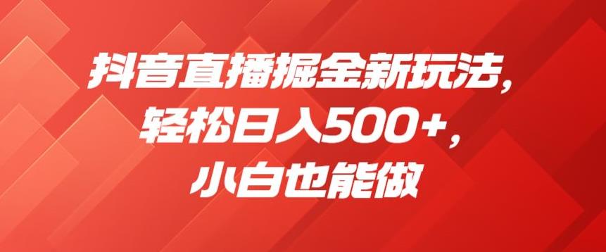抖音直播掘金新玩法，轻松日入500+，小白也能做【揭秘】-赚金金-技能学习分享