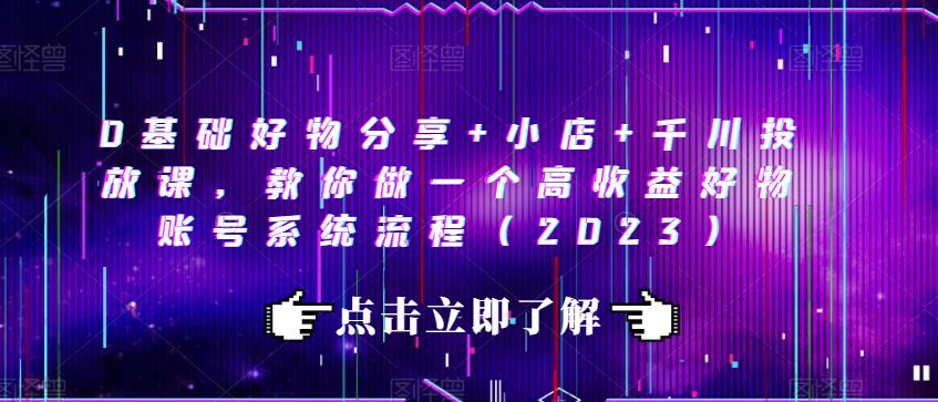 0基础好物分享+小店+千川投放课，教你做一个高收益好物账号系统流程（2023）-赚金金-技能学习分享