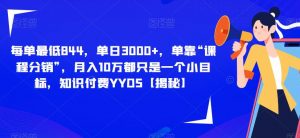 每单最低844,单日3000+,单靠“课程分销”,月入10万都只是一个小目标,知识付费YYDS【揭秘】-赚金金-技能学习分享