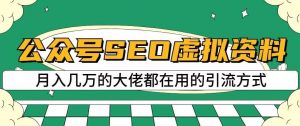 公众号SEO虚拟资料,操作简单,日入500+,可批量操作【揭秘】-赚金金-技能学习分享