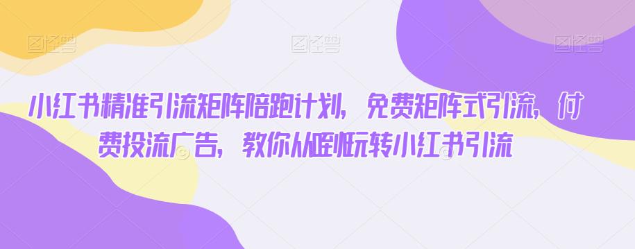 小红书精准引流矩阵陪跑计划，免费矩阵式引流，付费投流广告，教你从0到1玩转小红书引流-赚金金-技能学习分享
