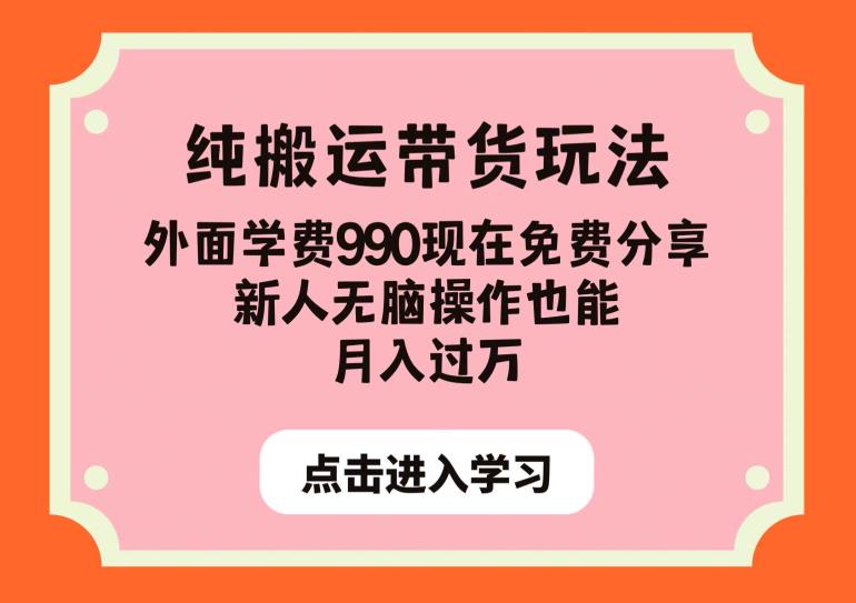 纯搬运带货玩法，外面学费990现在免费分享，新人无脑操作也能月入过万【揭秘】-赚金金-技能学习分享