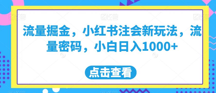 流量掘金，小红书注会新玩法，流量密码，小白日入1000+【揭秘】-赚金金-技能学习分享