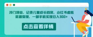 冷门项目,记录儿童成长档案,小红书虚拟资源变现,一部手机实现日入300+【揭秘】-赚金金-技能学习分享