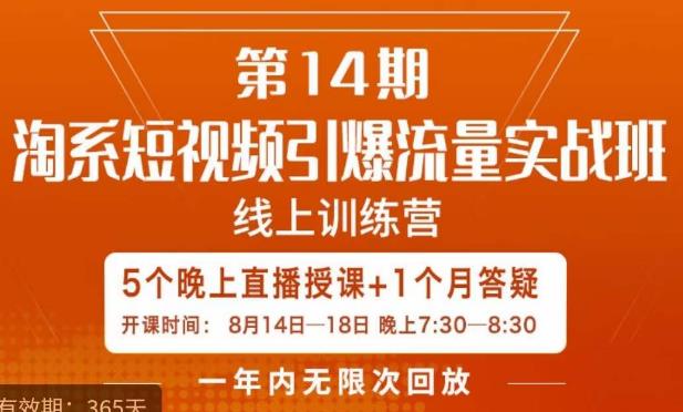 南掌柜·淘系短视频引爆流量实战班，​短视频是一个没有天花板的流量入口-赚金金-技能学习分享