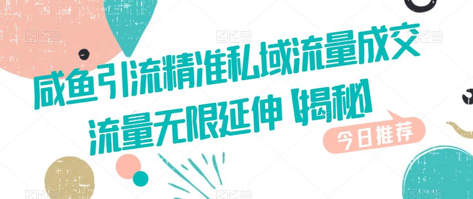 咸鱼引流精准私域流量成交流量无限延伸【揭秘】-赚金金-技能学习分享