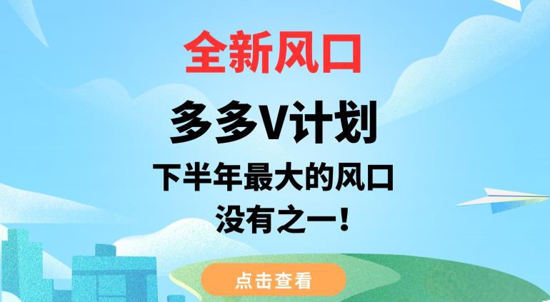 全新风口，多多V计划，下半年最大的风口项目，没有之一【揭秘】-赚金金-技能学习分享