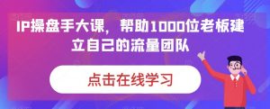 IP操盘手大课，帮助1000位老板建立自己的流量团队-赚金金-技能学习分享