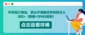 开学风口项目,卖公开课趣优学资料日入500+(教程+1346G资料)【揭秘】-赚金金-技能学习分享