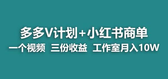 【蓝海项目】多多v计划+小红书商单一个视频三份收益工作室月入10w-赚金金-技能学习分享