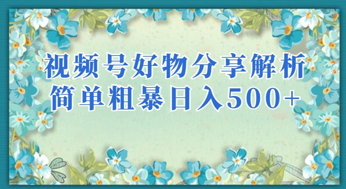 视频号好物分享解析，简单粗暴可以批量方大的项目【揭秘】-赚金金-技能学习分享