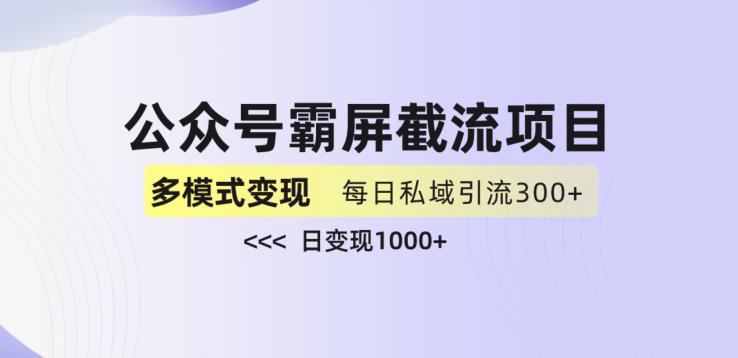 公众号霸屏截流项目+私域多渠道变现玩法，全网首发，日入1000+【揭秘】-赚金金-技能学习分享