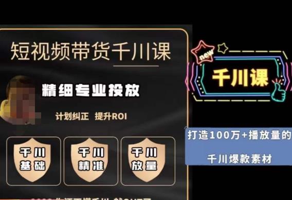 短视频带货-千川专业投放课，​精细化专业投放，计划纠正，提升ROI-赚金金-技能学习分享