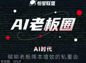 恒星联盟·AI老板圈,AI时代,赋能老板降本增效的私董会,帮你轻松掌握AI赋能-赚金金-技能学习分享