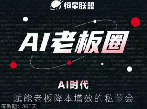 恒星联盟·AI老板圈，AI时代，赋能老板降本增效的私董会，帮你轻松掌握AI赋能-赚金金-技能学习分享