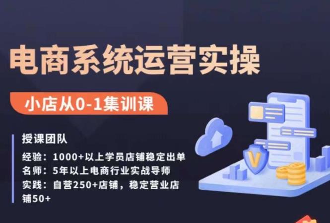 抖店精细化运营全案课，抖音​小店从0-1集训营，电商系统运营实操课-赚金金-技能学习分享