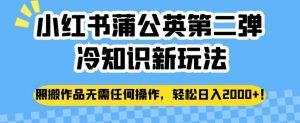 小红书蒲公英第二弹冷知识新玩法,照搬作品无需任何操作,轻松日入2000+【揭秘】-赚金金-技能学习分享