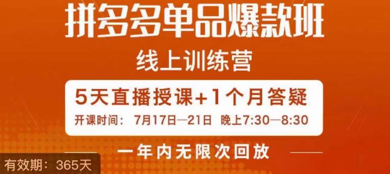 钟辰·拼多多单品爆款班，一个拼多多超级爆款养一个团队-赚金金-技能学习分享