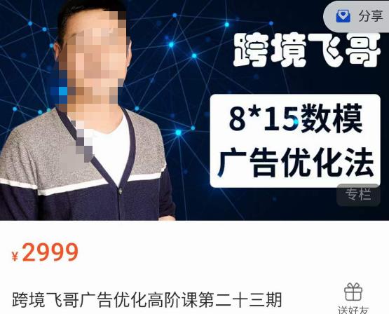 跨境飞哥·广告优化高阶课第二十三期，​8*15数模广告优化法，用数据驱动决策-赚金金-技能学习分享