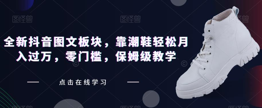 全新抖音图文板块，靠潮鞋轻松月入过万，零门槛，保姆级教学【揭秘】-赚金金-技能学习分享