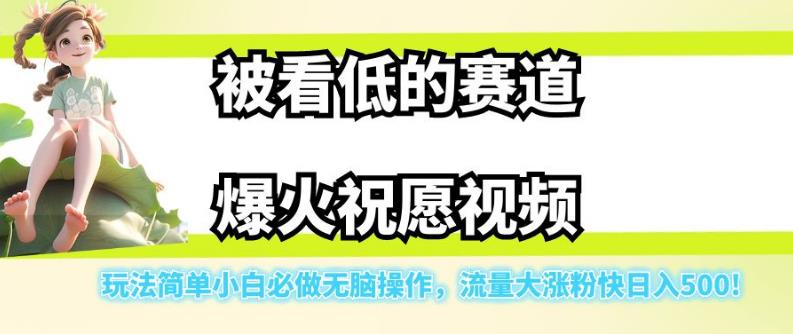 被看低的赛道爆火祝愿视频，玩法简单小白必做无脑操作，流量大涨粉快日入500-赚金金-技能学习分享