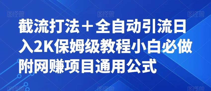 截流打法＋全自动引流日入2K保姆级教程小白必做，附项目通用公式【揭秘】-赚金金-技能学习分享