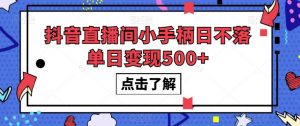 抖音直播间小手柄日不落单日变现500+【揭秘】-赚金金-技能学习分享