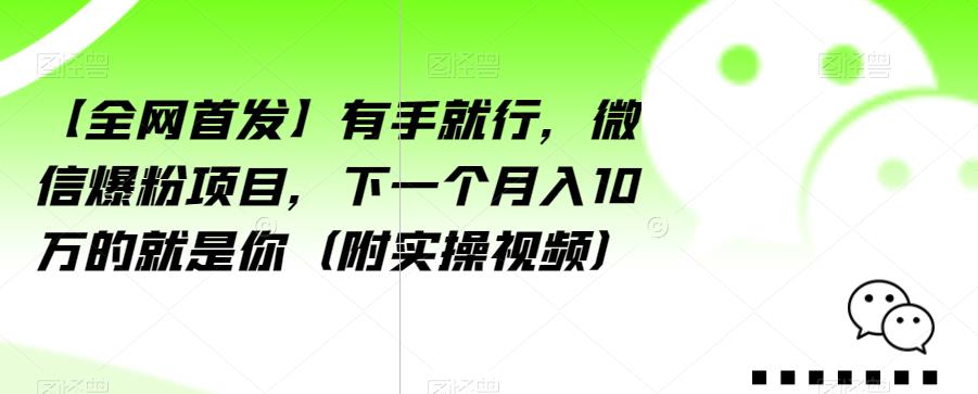 【全网首发】有手就行，微信爆粉项目，下一个月入10万的就是你（附实操视频）【揭秘】-赚金金-技能学习分享