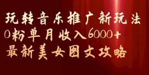 玩转音乐推广新玩法,0粉单月收入6000+,最新美女图文攻略【揭秘】-赚金金-技能学习分享