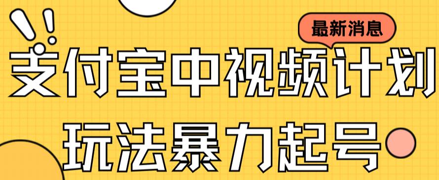 支付宝中视频玩法暴力起号影视起号有播放即可获得收益（带素材）-赚金金-技能学习分享