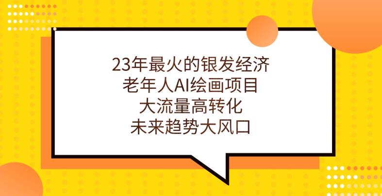 23年最火的银发经济，老年人AI绘画项目，大流量高转化，未来趋势大风口【揭秘】-赚金金-技能学习分享