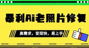 《最新暴利Ai老照片修复》小白易上手,操作相当简单,月入千轻轻松松【揭秘】-赚金金-技能学习分享