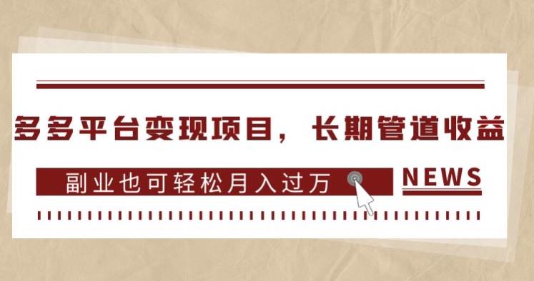 多多平台变现项目，长期管道收益，副业也可轻松月入过万-赚金金-技能学习分享