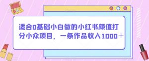 适合0基础小白做的小红书颜值打分小众项目,一条作品收入1000+【揭秘】-赚金金-技能学习分享