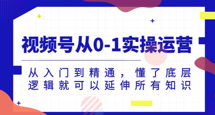 视频号从0-1实操运营，从入门到精通，懂了底层逻辑就可以延伸所有知识-赚金金-技能学习分享