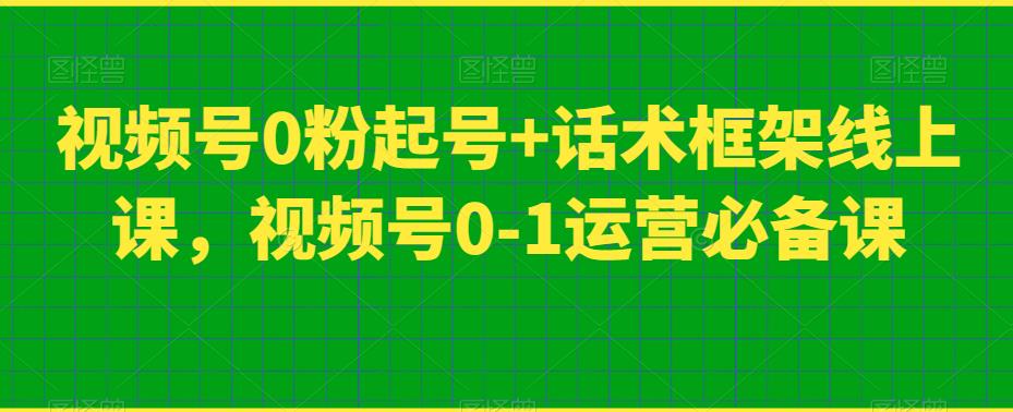 视频号0粉起号+话术框架线上课，视频号0-1运营必备课-赚金金-技能学习分享
